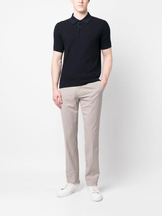 26FW 브리오니 코튼 실크 캐시미어 트라마 위브 폴로 셔츠 UMR20O PAK224100 NAVY - BRIONI