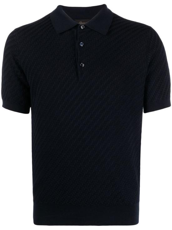 26FW 브리오니 코튼 실크 캐시미어 트라마 위브 폴로 셔츠 UMR20O PAK224100 NAVY