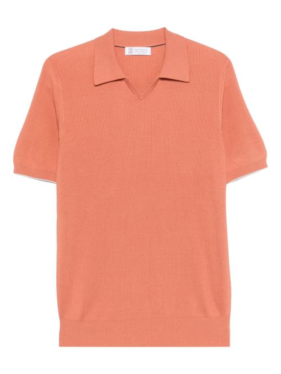 26SS 브루넬로 쿠치넬리 잉글리시 립 코튼 니트 폴로셔츠 M29400015 CBI26 BEIGE