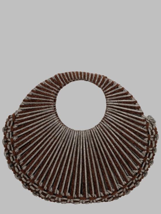 25FW 히보우라마 토트백 JAYAMEDIUMCRYSTALVELVET CHOCO BROWN - HIBOURAMA