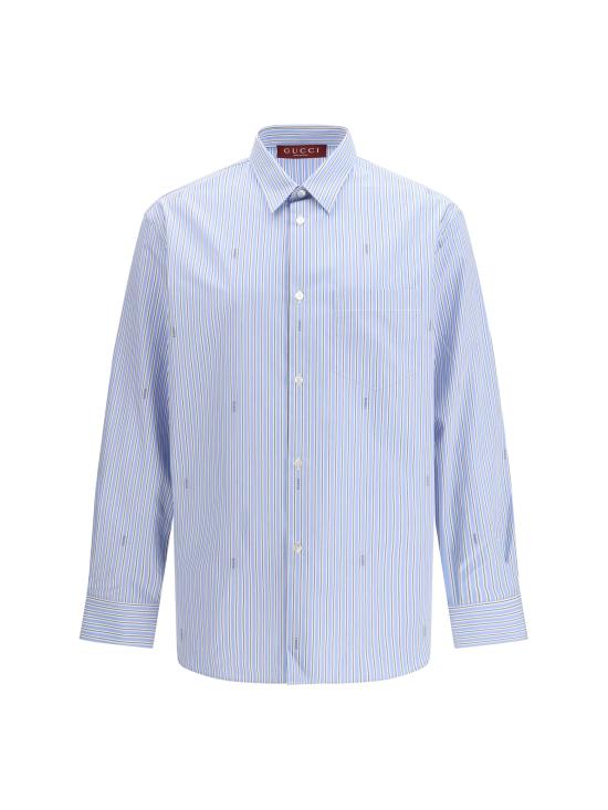 26FW 구찌 스트라이프 코튼 포플린 셔츠 852714ZAUBA 4061 BLUE