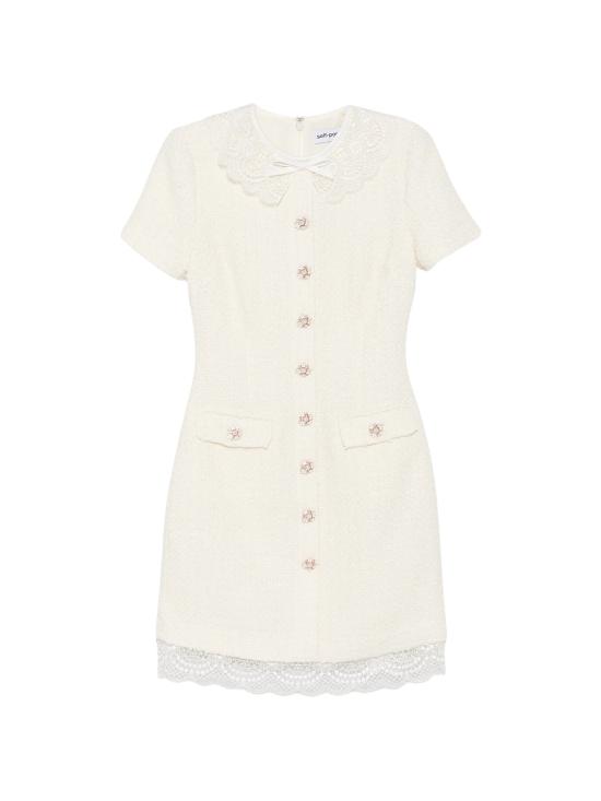 26FW 셀프 포트레이트 미디 원피스 PF26002SBC CREAM WHITE