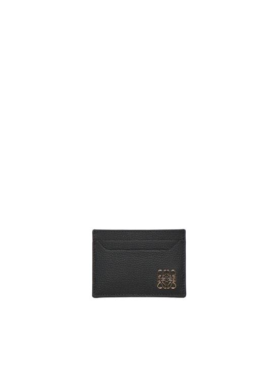 26FW 로에베 페블 그레인드 카프스킨 아나그램 플레인 카드 홀더 C821075X09 1206 BLACK GOLD