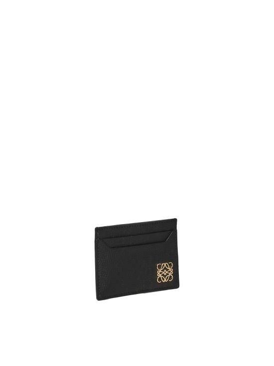 26FW 로에베 페블 그레인드 카프스킨 아나그램 플레인 카드 홀더 C821075X09 1206 BLACK GOLD - LOEWE