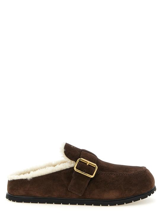 26FW 프라다 스웨이드 셔링 뮬 1R548OFZF10JFTF0003 Brown