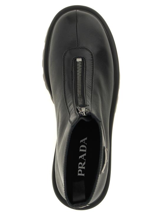 26FW 프라다 레더 지퍼 부티 1T328OF050UZEF0002 Black - PRADA