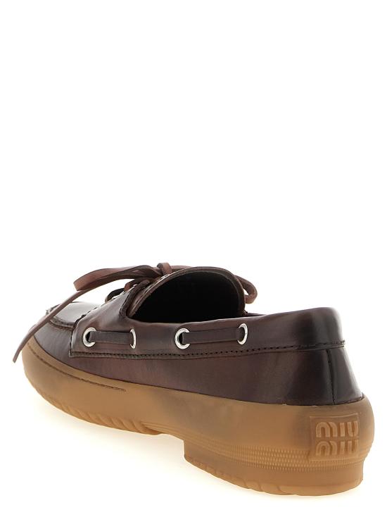 26FW 미우미우 레더 덱 슈즈 5D793EF005070F0201 Brown - MIU MIU