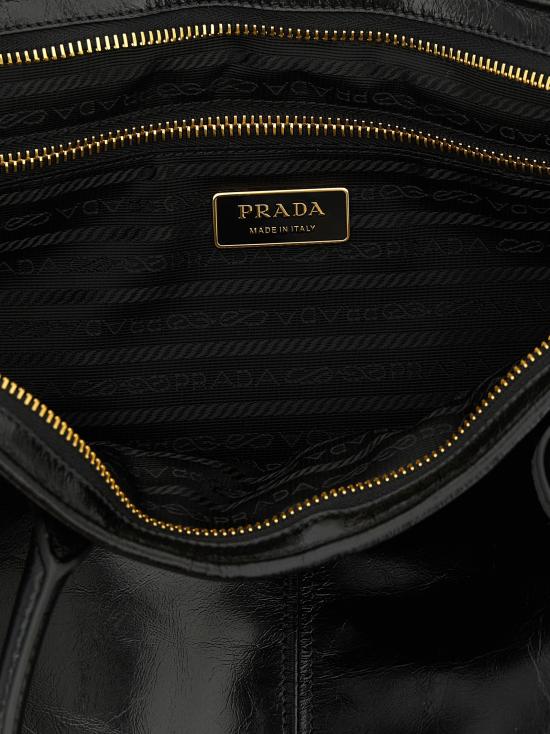 26FW 프라다 보니 라지 가죽 핸드백 보니 라지 가죽 핸드백 1BA433VMOM2CYRF0002 Black - PRADA