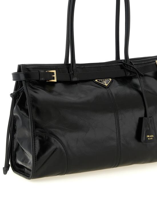 26FW 프라다 보니 라지 가죽 핸드백 보니 라지 가죽 핸드백 1BA433VMOM2CYRF0002 Black - PRADA