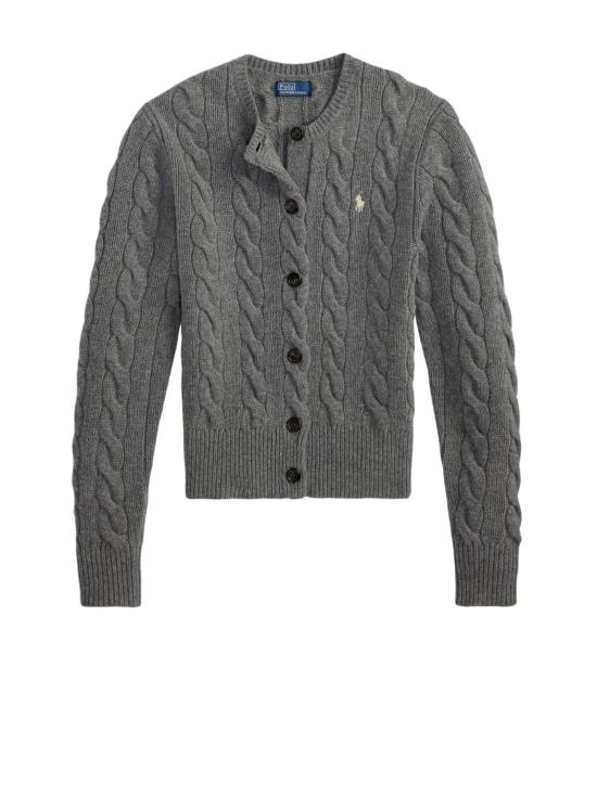 26FW 폴로 랄프로렌 로고 자수 크루넥 가디건 211 972104 500 FLANNEL GREY HEATHER