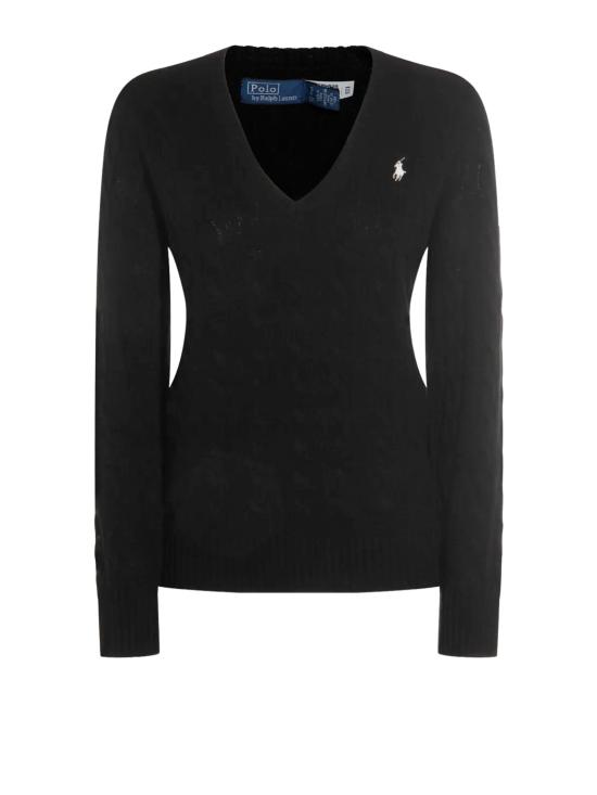 26FW 폴로 랄프로렌 포니 로고 자수 케이블 니트 v넥 스웨터 211 971866 005 POLO BLACK