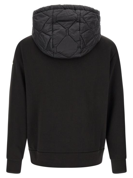 26FW 몽클레어 니트웨어 하이브리드 후드티 스웨터 및 카디건 블랙 - MONCLER