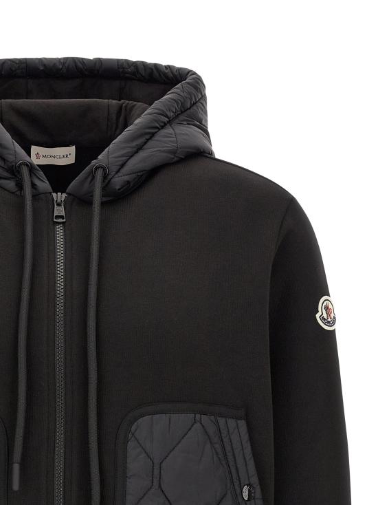 26FW 몽클레어 니트웨어 하이브리드 후드티 스웨터 및 카디건 블랙 - MONCLER