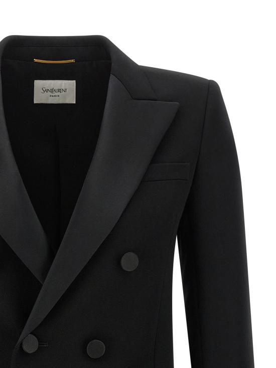26FW 생로랑 수트 자켓 새틴 라펠 블레이저 블랙 - SAINT LAURENT