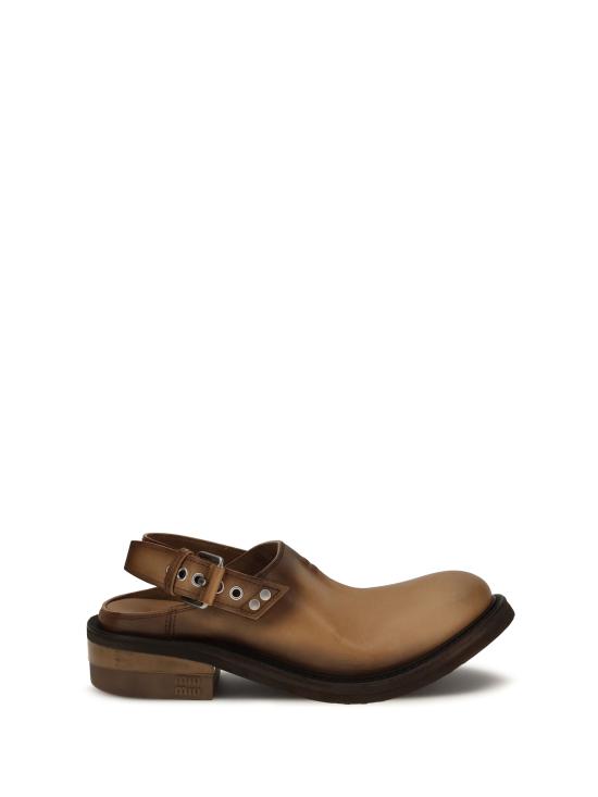 26FW 미우미우 풀 가죽 뮬 5R667EFA0455OD TAN - MIU MIU