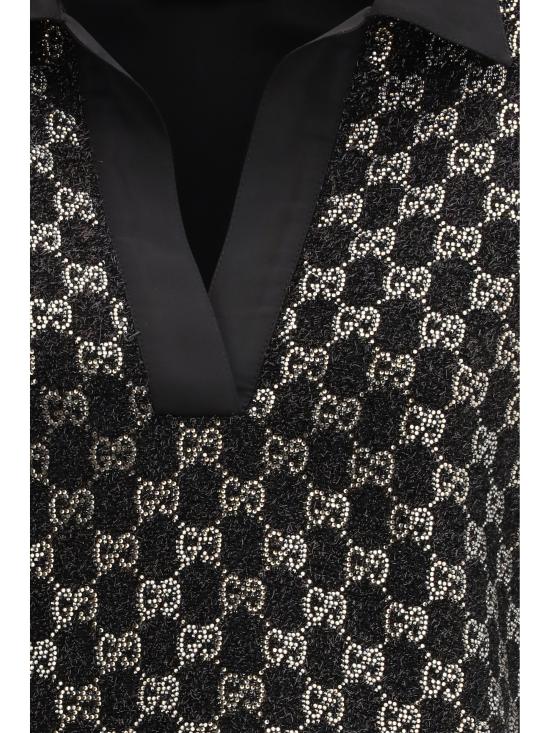 26SS 구찌 울 트위드 라메 탑 846682ZARWY BLACK - GUCCI