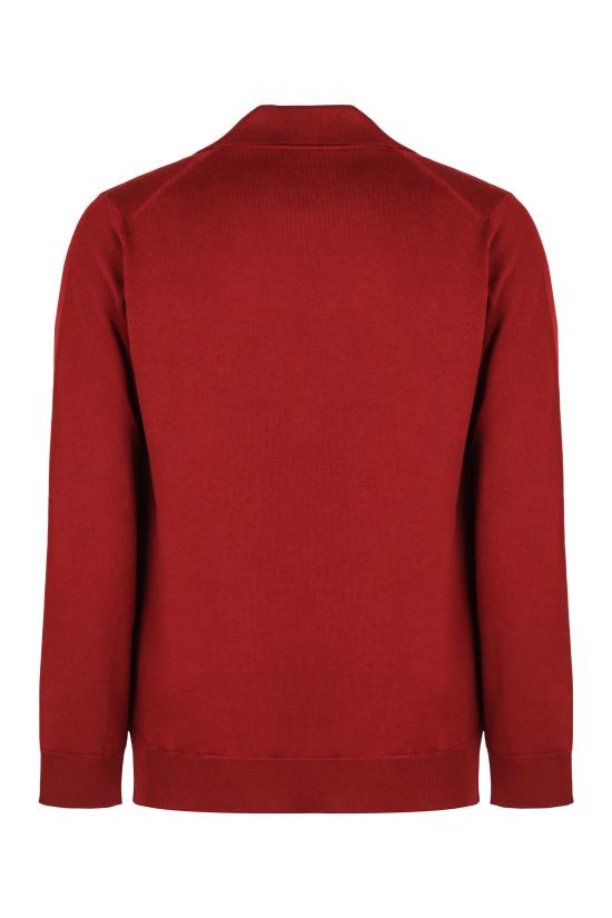 25FW 구찌 딥 브이넥 리브드 커프 울 폴로 스웨터 793883 RED - GUCCI