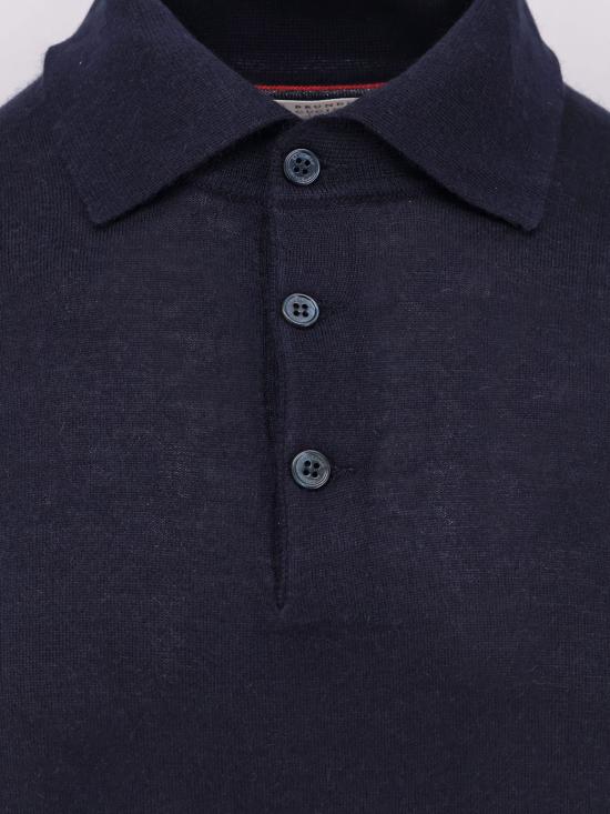 26FW 브루넬로 쿠치넬리 코튼 폴로 스웨터 M2300295 NAVY - BRUNELLO CUCINELLI
