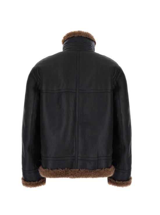 26FW 생로랑 시어링 칼라 레더 봄버 자켓 시어링 칼라 레더 봄버 자켓 A000H8 BLACK - SAINT LAURENT