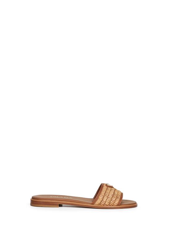 26SS 프라다 레더 슬라이드 1XX758B0102ACSF098L CAMEL