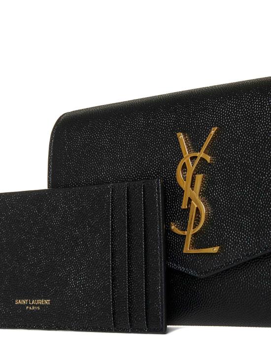 26FW 생로랑 그레인 레더 업타운 체인 지갑 6077881GF0J1000 BLACK - SAINT LAURENT