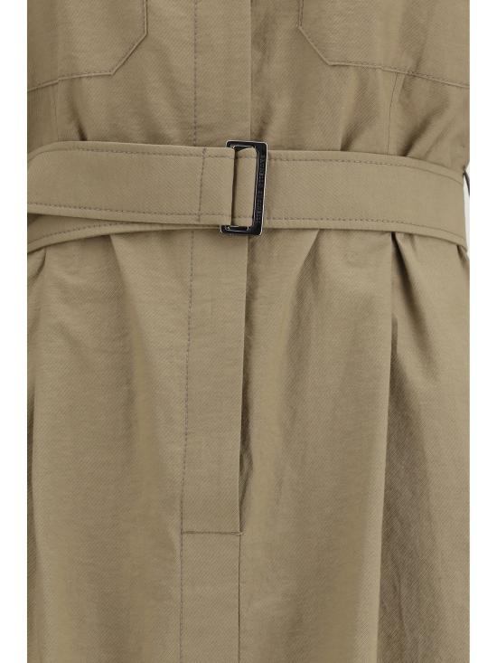 26SS 브루넬로 쿠치넬리 코튼 나일론 벨티드 드레스 ML140A5475 BROWN