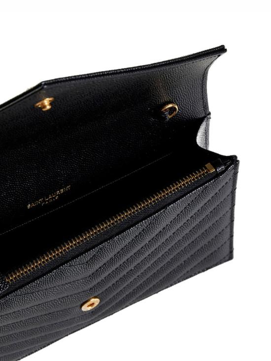 26FW 생로랑 그랑 드 뿌드르 레더 카산드라 엔벨로프 체인 지갑 857605BOW011000 BLACK - SAINT LAURENT