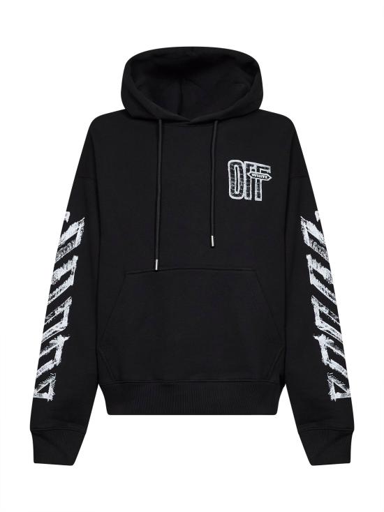 26FW 오프화이트 후드 티셔츠 44MBB085F26F00L 001 BLACK