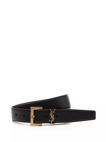 26FW 생로랑 카산드라 벨트 스퀘어 버클 스무스 레더 634437BOO0W1000 Black