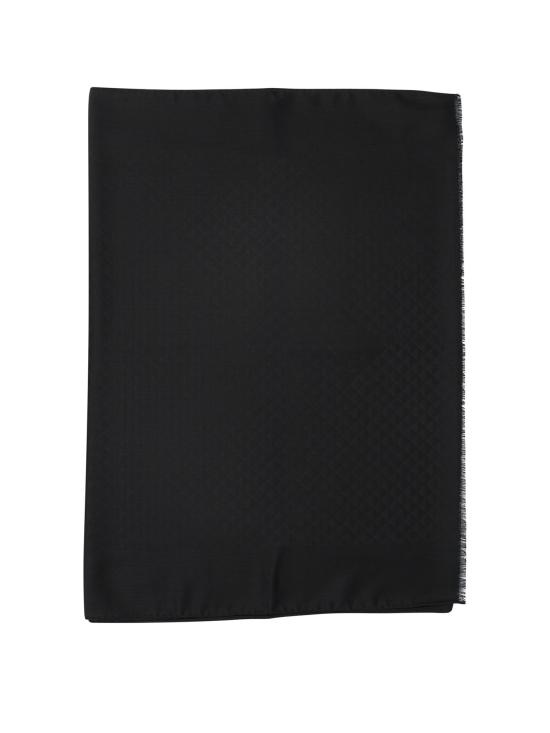 26FW 프라다 자카드 프린지 울 실크 머플러 스카프 2FS0882C6KF0002 Black
