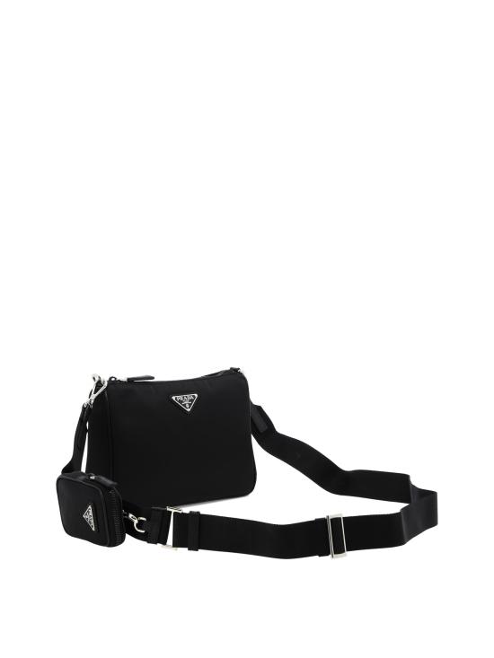 26FW 프라다 리나일론 앤 사피아노 레더 숄더백 2VH1132DMHF0002 V XOP Black - PRADA