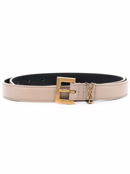 26FW 생로랑 카산드라 씬 스퀘어 버클 벨트 554465BOO0W2721 Beige