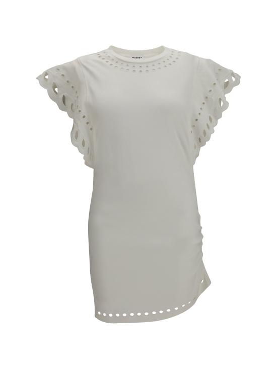 26SS 이자벨마랑에뚜왈 올랑 숏 코튼 앤 브로더리 앙글레즈 드레스 RO1016FAD1N08E ECRU - ISABEL MARANT ETOILE