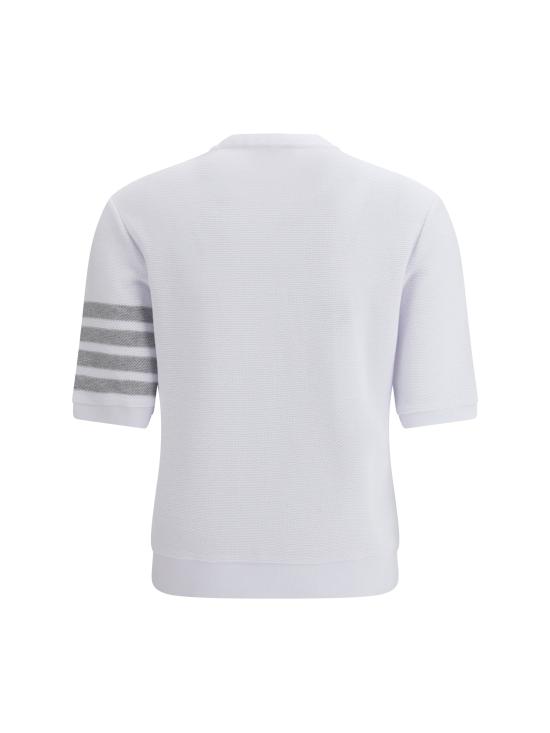 26SS 톰브라운 텍스처드 코튼 피케 4바 티셔츠 FJS222AJ0248 WHITE - THOM BROWNE