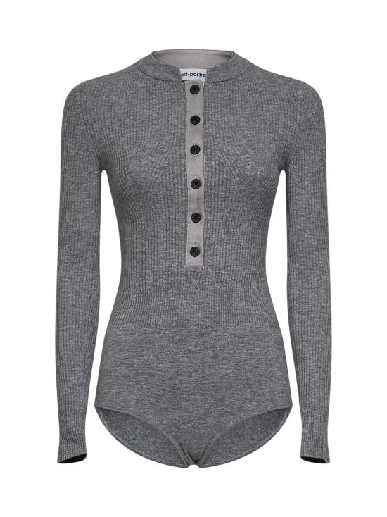 26FW 셀프 포트레이트 바디수트 티셔츠 108JSGR GREY GRAY