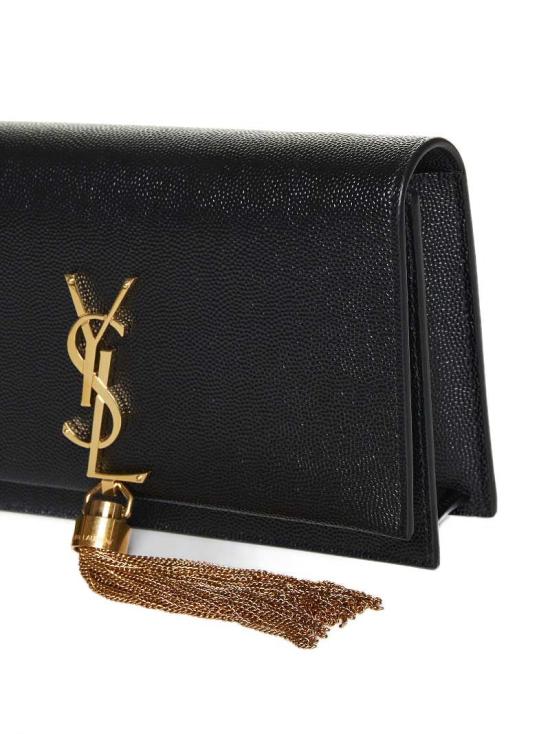 26FW 생로랑 케이트 체인 월렛 태슬 그레인 드 뿌드르 엠보스 레더백 742833BOW0J1000 BLACK - SAINT LAURENT