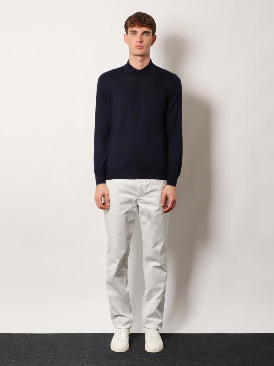 26FW 브루넬로 쿠치넬리 코튼 폴로 스웨터 M2300295 NAVY - BRUNELLO CUCINELLI