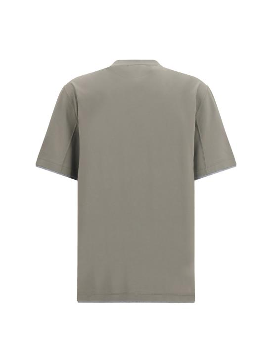 26FW 브루넬로 쿠치넬리 자수 로고 티셔츠 M0B137427 GREEN