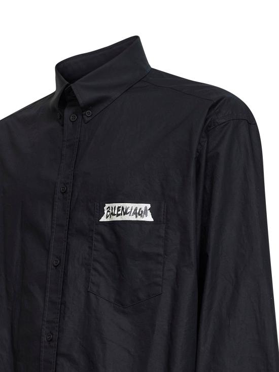 26SS 발렌시아가 마스킹 테이프 라지 핏 롱 슬리브 셔츠 857809TRM281000 BLACK - BALENCIAGA