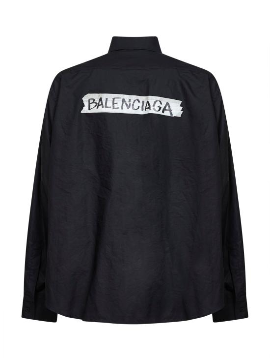 26SS 발렌시아가 마스킹 테이프 라지 핏 롱 슬리브 셔츠 857809TRM281000 BLACK - BALENCIAGA