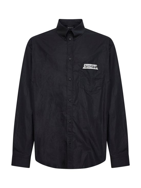 26SS 발렌시아가 마스킹 테이프 라지 핏 롱 슬리브 셔츠 857809TRM281000 BLACK