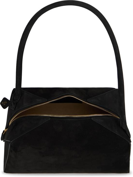 26SS 알라이아 엠보스드 로고 튜블러 핸들 숄더백 AA1L2019CA214 BLACK - ALAIA
