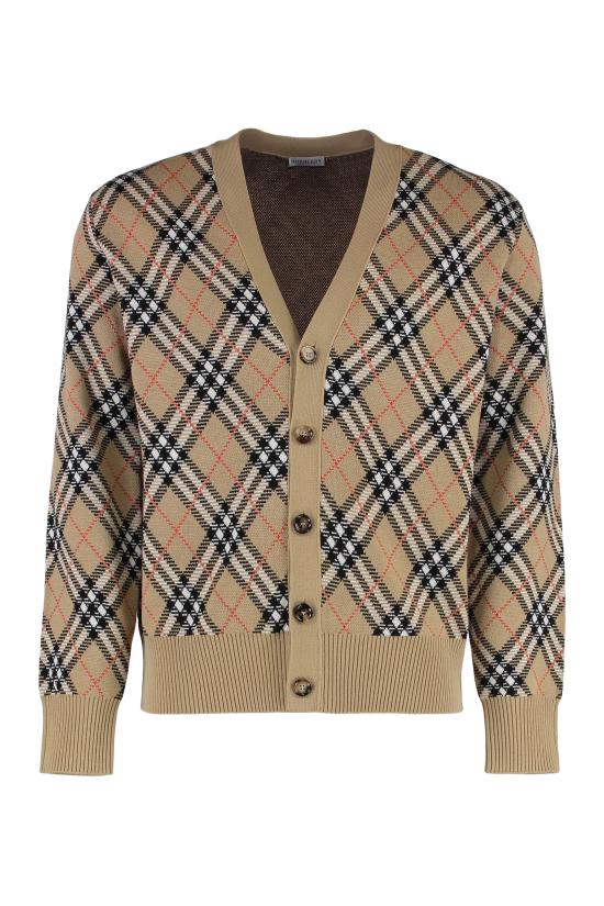25FW 버버리 울 브이넥 체크 가디건 8110629 BEIGE