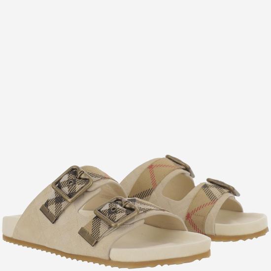 26SS 버버리 더블 버클 체크 샌들 8118612 IVORY - BURBERRY