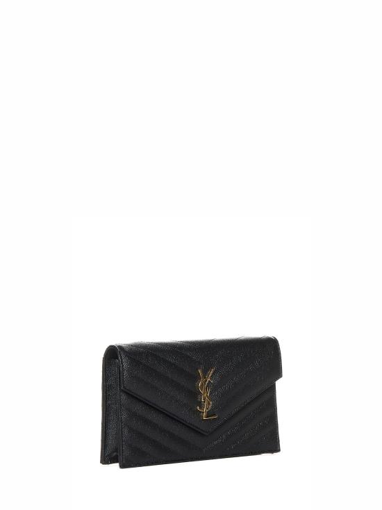 26FW 생로랑 그랑 드 뿌드르 레더 카산드라 엔벨로프 체인 지갑 857605BOW011000 BLACK - SAINT LAURENT