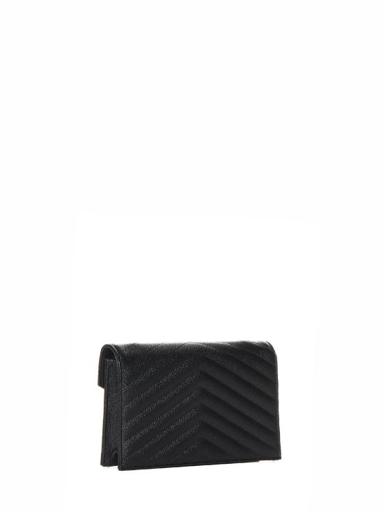 26FW 생로랑 그랑 드 뿌드르 레더 카산드라 엔벨로프 체인 지갑 857605BOW011000 BLACK - SAINT LAURENT