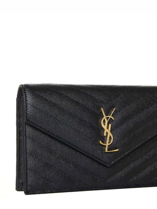 26FW 생로랑 그랑 드 뿌드르 레더 카산드라 엔벨로프 체인 지갑 857605BOW011000 BLACK - SAINT LAURENT