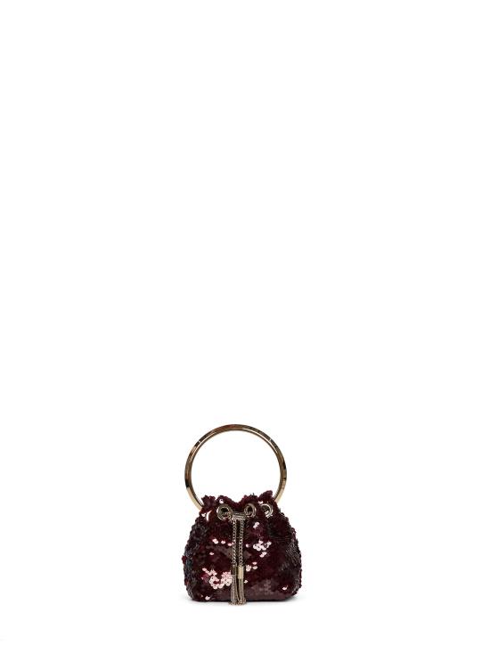 26FW 지미추 가방 MICROBONBONEZRDEEPMERLOTLIGHTGOLD BURGUNDY