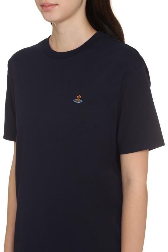  비비안웨스트우드 가먼트 다이드 로고 저지 반팔 티셔츠 3G010013 NAVY - VIVIENNE WESTWOOD