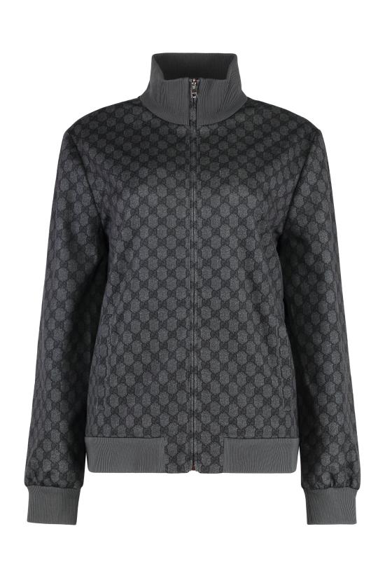 25FW 구찌 프린티드 테크니컬 저지 집 스웨트셔츠 837678 BLACK